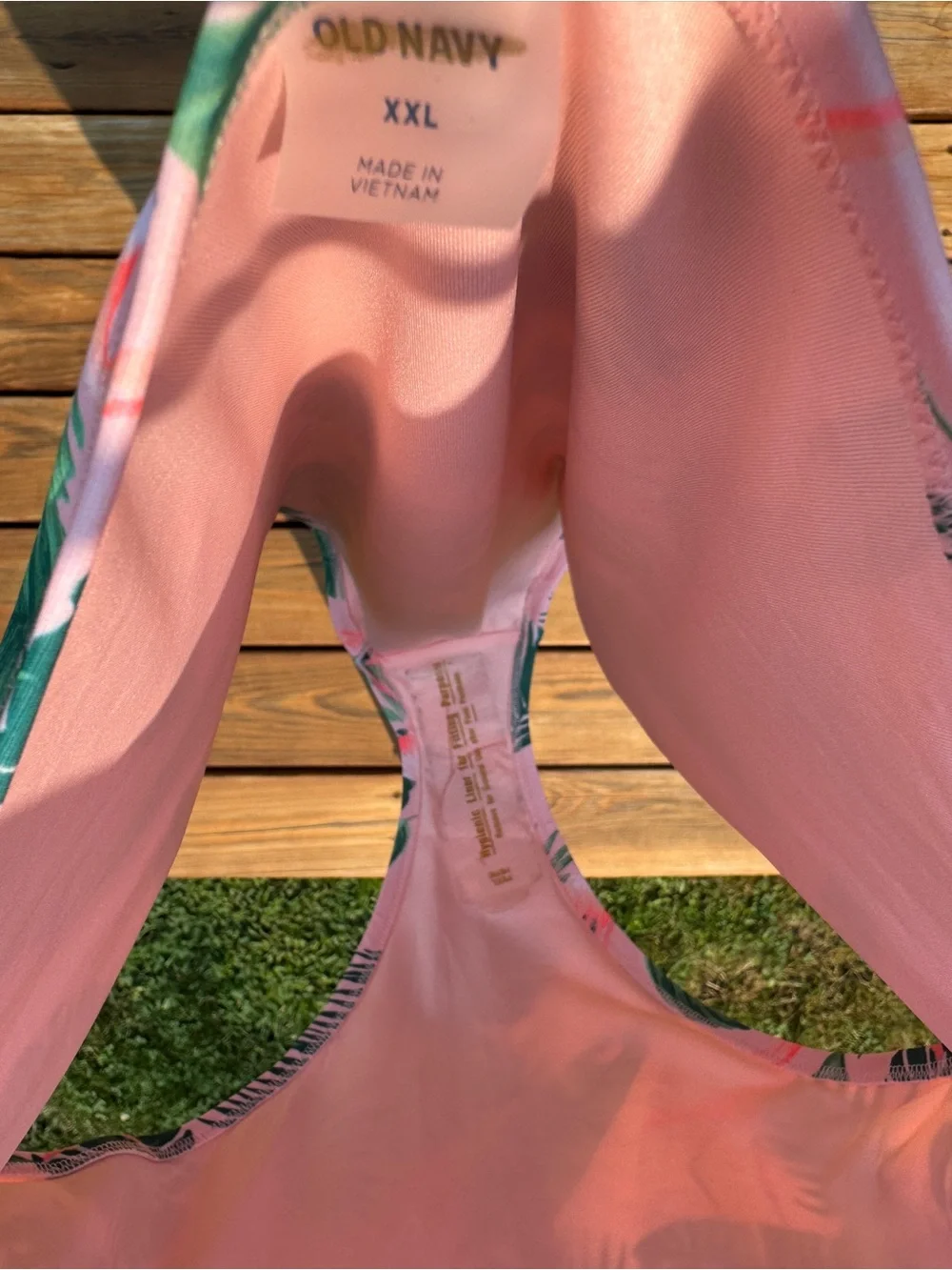 Old Navy Pink Flamingo & Green Palm One-Piece Swimsuit - Picture 5 of 5